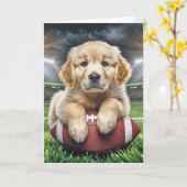 Verjaardag Golden Retriever Op Een Voetbal  Kaart (Gele Bloem)