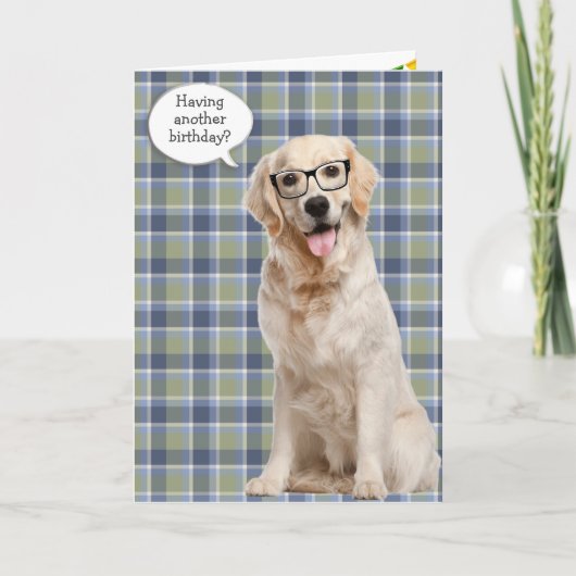 Verjaardag Golden Retriever op Plaid Kaart (Voorkant)