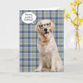 Verjaardag Golden Retriever op Plaid Kaart (Gele Bloem)