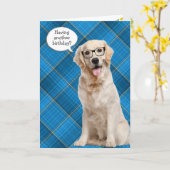 Verjaardag Golden Retriever op Plaid Kaart (Gele Bloem)
