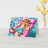 Verjaardag Golden Retriever Pool Matras Kaart (Gele Bloem)