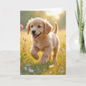 Verjaardag Golden Retriever Puppy in een weide Kaart (Voorkant)