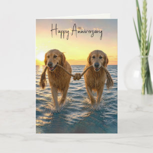 Verjaardag Golden Retrievers met Geknoopte Touw Kaart