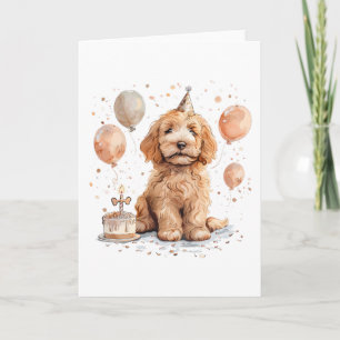 Verjaardag Goldendoodle Hond Verjaardagstaart Kaart