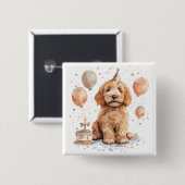 Verjaardag Goldendoodle Hond Verjaardagstaart Vierkante Button 5,1 Cm (Voorkant /achterkant)