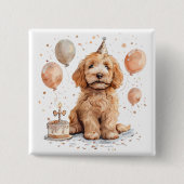 Verjaardag Goldendoodle Hond Verjaardagstaart Vierkante Button 5,1 Cm (Voorkant)