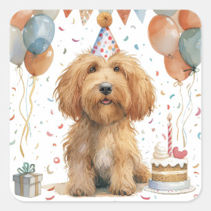 Verjaardag Goldendoodle Hond Vierkante Sticker