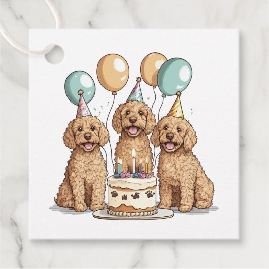 Verjaardag Goldendoodle Honden Bedankjes Labels (Voorkant)