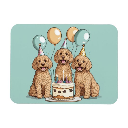 Verjaardag Goldendoodle Honden Magneet (Horizontaal)