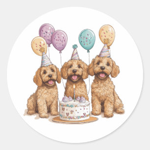 Verjaardag Goldendoodle Honden Verjaardagstaart Ronde Sticker