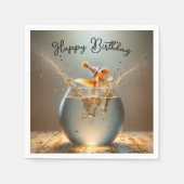 Verjaardag Goldfish springen uit Fishbowl Servet (Voorkant)