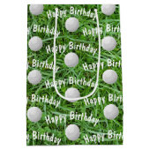 Verjaardag Golf Ballen op Grass Medium Gift Bag Medium Cadeauzakje (Achterkant)