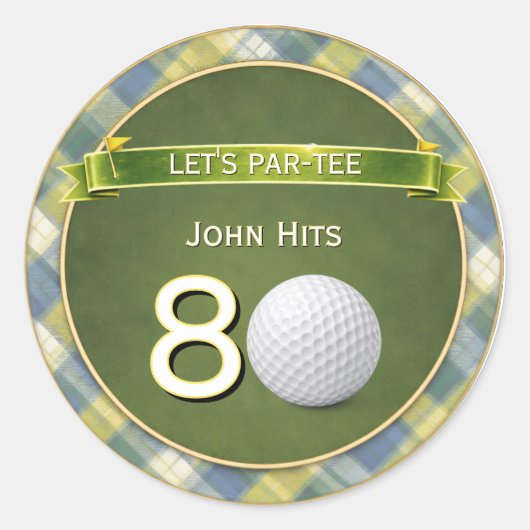 Verjaardag Golf / Golfen / Golfer Thema Ronde Sticker (Voorkant)