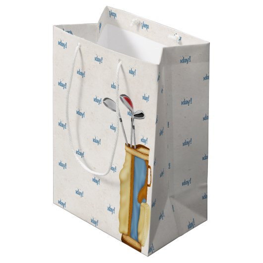 Verjaardag golf tas medium cadeauzakje (Voorkant Gekanteld)