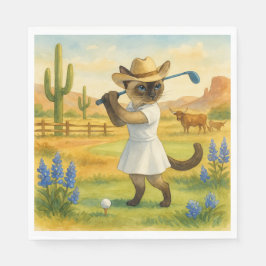Verjaardag Golf Texas Thema voor Kattenliefhebbers Servet