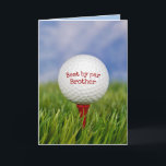 Verjaardag Golfbal Op T-shirt voor Brother Kaart<br><div class="desc">Sluit de golfbal op rood t-shirt in groen gras voor Brother's verjaardag. De tekst op bal kan worden uitgegeven.</div>