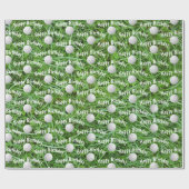 Verjaardag golfballen op gras inpakpapier (Vlak)