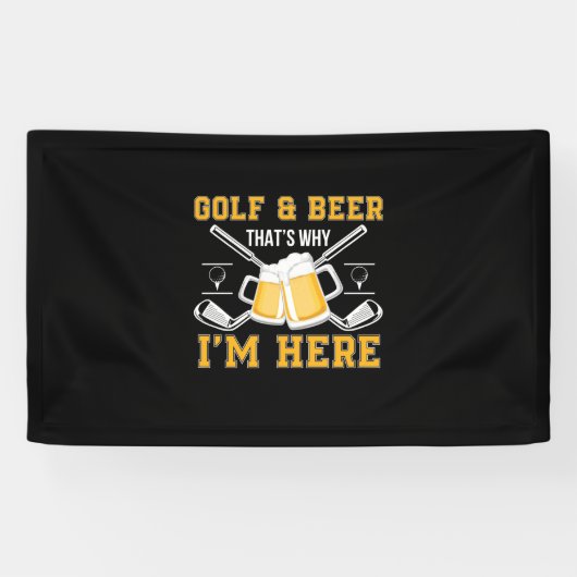 Verjaardag Golfer Drinkt Bier Spandoek (Horizontaal)