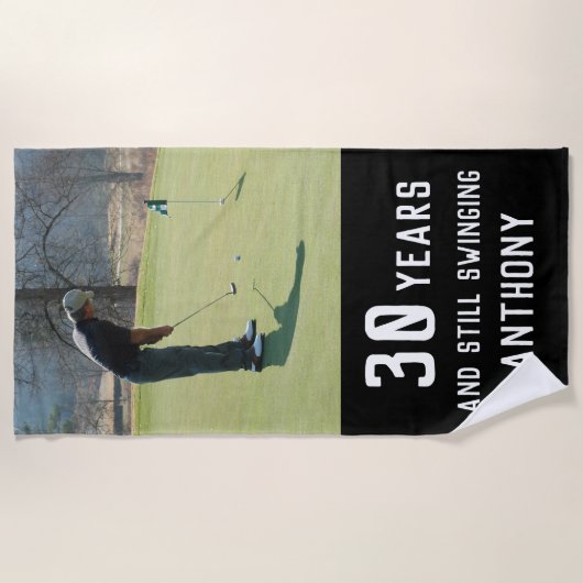 Verjaardag Golfer Grappig 30e gelukkig Par Foto Strandlaken (Voorkant)