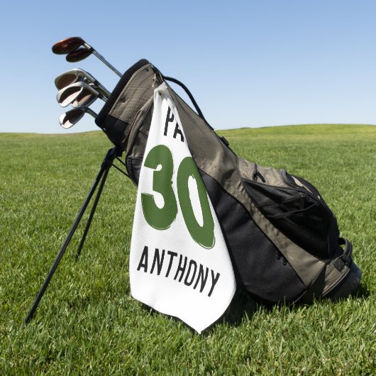 Verjaardag Golfer Grappig 30e gelukkige zoon Par Golfhanddoek (Groen)