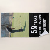 Verjaardag Golfer Grappig 50e gelukkig Par Foto Strandlaken (Voorkant)