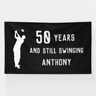 Verjaardag Golfer Grappig 50e gelukkige vader Par  Spandoek