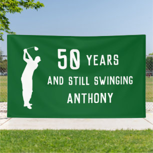 Verjaardag Golfer Grappig 50ste verjaardag gelukki Spandoek