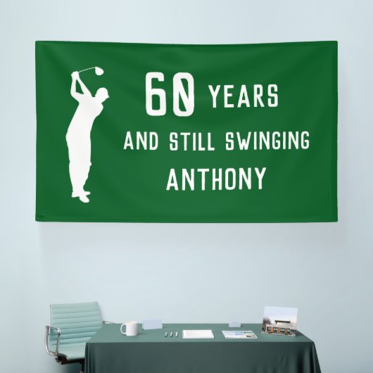 Verjaardag Golfer Grappig 60ste gelukkig Vader Par Spandoek (Beurs)