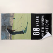 Verjaardag Golfer Grappig 80e gelukkig Par Foto Strandlaken (Voorkant)
