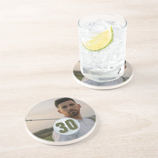 Verjaardag golffeest van vader zandsteen onderzetter (Zijkant)