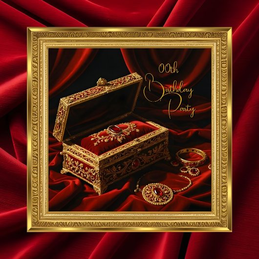 Verjaardag Goud Lijst Rode Jewel Box Kaart