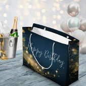 Verjaardag goud middernacht blauw mousserende goud groot cadeauzakje
