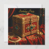 Verjaardag  Goud Rood Blauw Jewel Box Kaart (Voorkant)