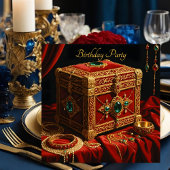 Verjaardag  Goud Rood Blauw Jewel Box Kaart