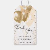 Verjaardag goud witte glitters ballon dank je cadeaulabel (Voorkant)