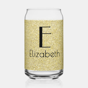 Verjaardag Goud & Zwart Retro, naam en initiaal Blikvorm Glas