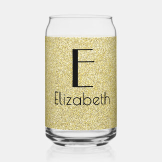 Verjaardag Goud & Zwart || Retro, naam en initiaal Blikvorm Glas