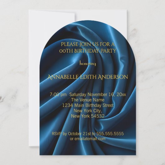 Verjaardag  Gouden Blauwe Juwelendoos Kaart (Achterkant)