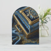 Verjaardag  Gouden Blauwe Juwelendoos Kaart (Staand voorkant)