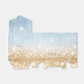 Verjaardag gouden champagne lichtblauw mousserend  bedankdoosjes (Uitgevouwen)