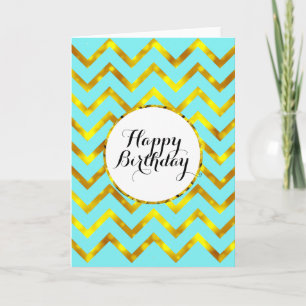Verjaardag gouden chevron patroon   Blanco Kaart