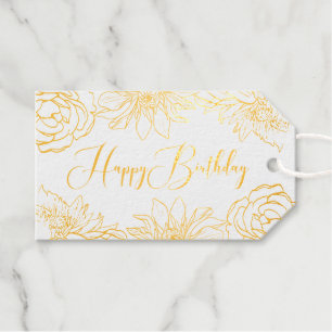 Verjaardag Gouden Folie Cadeau Labels