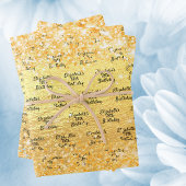 Verjaardag gouden glitter naam inpakpapier vel