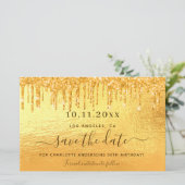 Verjaardag gouden glitters save the date kaart (Staand voorkant)