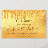 Verjaardag gouden glitters save the date kaart (Voorkant)
