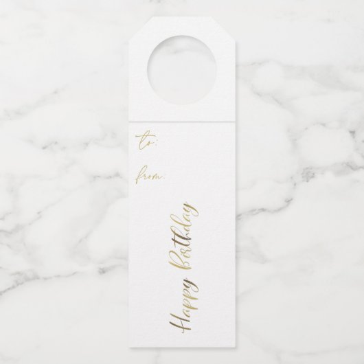 Verjaardag Gouden Persoonlijke Fles Hanger Tags (Voorkant)