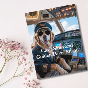 Verjaardag Gouden Retriever Hond Piloot Grappig Briefkaart