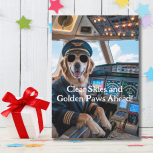 Verjaardag Gouden Retriever Hond Piloot Grappig Kaart