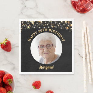 Verjaardag Gouden Sterren Foto Willekeurige leefti Servet