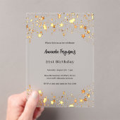 Verjaardag gouden sterren helder acryl uitnodigingen (Insitu (Draagbaar))